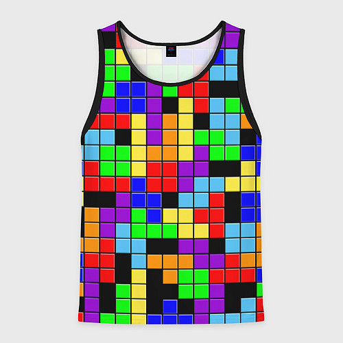 Мужская майка без рукавов Тетрис цветные блоки / 3D-Черный – фото 1