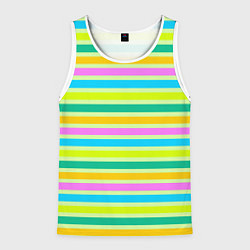 Мужская майка без рукавов Желто-зеленый полосатый узор