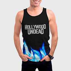 Майка-безрукавка мужская Hollywood Undead blue fire, цвет: 3D-черный — фото 2