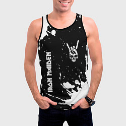 Майка-безрукавка мужская Iron Maiden и рок символ на темном фоне, цвет: 3D-черный — фото 2