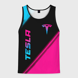 Мужская майка без рукавов Tesla - neon gradient: надпись, символ
