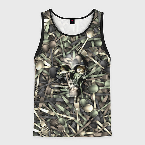 Мужская майка без рукавов Голодный камуфляж / 3D-Черный – фото 1