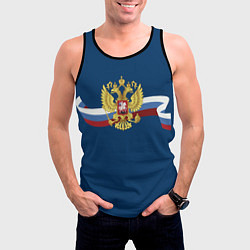 Майка-безрукавка мужская Флаг России лента, цвет: 3D-черный — фото 2