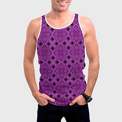 Майка-безрукавка мужская Геометрический узор в пурпурных и лиловых тонах, цвет: 3D-белый — фото 2