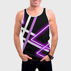 Майка-безрукавка мужская Фиолетовые полоски с неоном, цвет: 3D-белый — фото 2