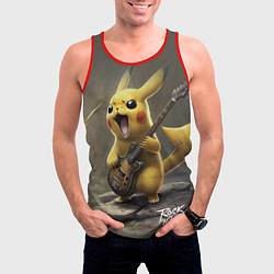 Майка-безрукавка мужская Pikachu rock, цвет: 3D-красный — фото 2