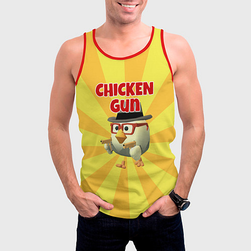 Мужская майка без рукавов Chicken Gun с пистолетами / 3D-Красный – фото 3