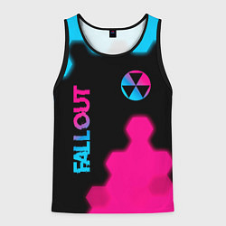 Майка-безрукавка мужская Fallout - neon gradient: надпись, символ, цвет: 3D-черный