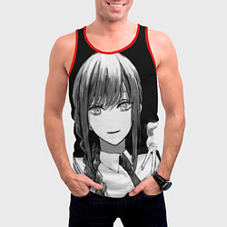 Майка-безрукавка мужская Макима тянет ручки - Человек - бензопила, цвет: 3D-красный — фото 2