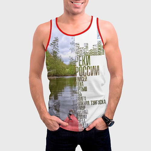 Мужская майка без рукавов Реки России / 3D-Красный – фото 3