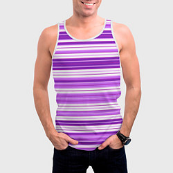 Майка-безрукавка мужская Фиолетовые полосы, цвет: 3D-белый — фото 2