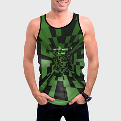 Майка-безрукавка мужская Чёрно-зелёный геометрический коридор, цвет: 3D-черный — фото 2