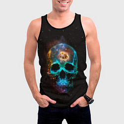 Майка-безрукавка мужская Космический череп - нейронная сеть, цвет: 3D-черный — фото 2