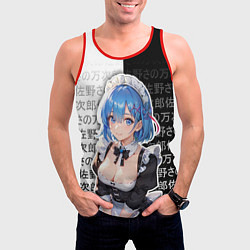 Майка-безрукавка мужская Рем - re zero - иероглифы, цвет: 3D-красный — фото 2