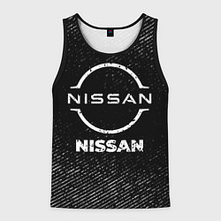 Майка-безрукавка мужская Nissan с потертостями на темном фоне, цвет: 3D-черный