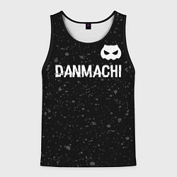 Майка-безрукавка мужская DanMachi glitch на темном фоне: символ сверху, цвет: 3D-черный