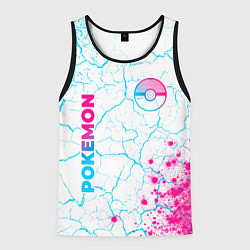 Майка-безрукавка мужская Pokemon neon gradient style: надпись, символ, цвет: 3D-черный