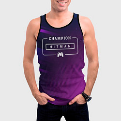 Майка-безрукавка мужская Hitman gaming champion: рамка с лого и джойстиком, цвет: 3D-черный — фото 2