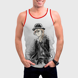 Майка-безрукавка мужская Чуя на белом фоне, цвет: 3D-красный — фото 2