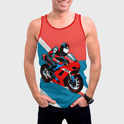 Майка-безрукавка мужская Нарисованный мотоциклист, цвет: 3D-красный — фото 2