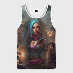 Майка-безрукавка мужская Jinx art Arcane League of Legends fantasy, цвет: 3D-белый