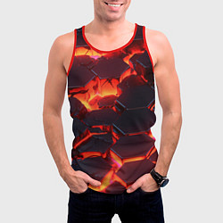 Майка-безрукавка мужская Огненные наносоты, цвет: 3D-красный — фото 2