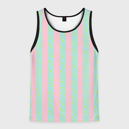 Мужская майка без рукавов Полоска в цветочек - костюм Кена из фильма Барби / 3D-Черный – фото 1