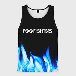 Майка-безрукавка мужская Foo Fighters blue fire, цвет: 3D-черный