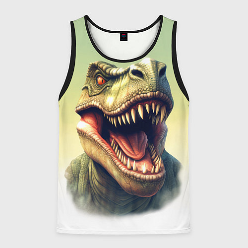 Мужская майка без рукавов Острые зубы тиранозавра Рекса / 3D-Черный – фото 1