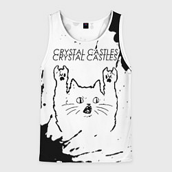 Майка-безрукавка мужская Crystal Castles рок кот на светлом фоне, цвет: 3D-белый