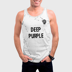 Майка-безрукавка мужская Deep Purple glitch на светлом фоне: символ сверху, цвет: 3D-белый — фото 2
