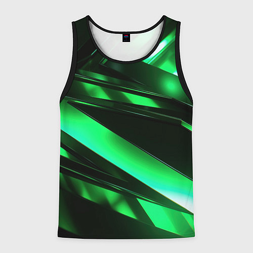 Мужская майка без рукавов Зеленая неоновая абстракция / 3D-Черный – фото 1