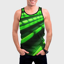 Майка-безрукавка мужская Green neon abstract, цвет: 3D-черный — фото 2