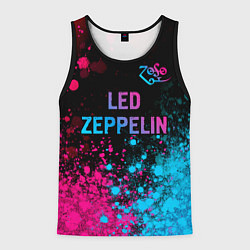 Майка-безрукавка мужская Led Zeppelin - neon gradient: символ сверху, цвет: 3D-черный