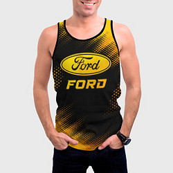 Майка-безрукавка мужская Ford - gold gradient, цвет: 3D-черный — фото 2