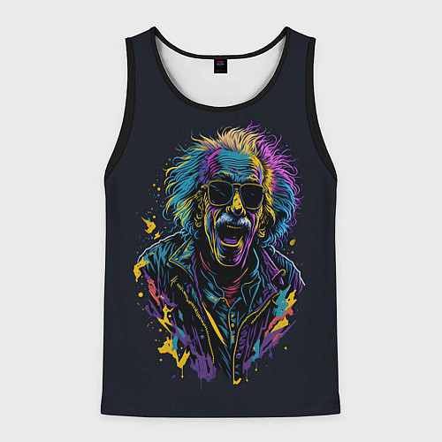 Мужская майка без рукавов Альберт Эйнштейн от нейросети / 3D-Черный – фото 1