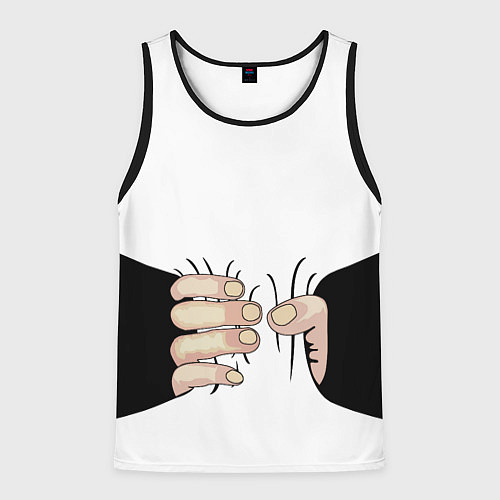 Мужская майка без рукавов Рука сжимает талию / 3D-Черный – фото 1