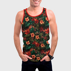 Майка-безрукавка мужская Тропические цветы паттерн, цвет: 3D-красный — фото 2