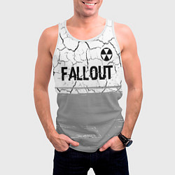 Майка-безрукавка мужская Fallout glitch на светлом фоне: символ сверху, цвет: 3D-белый — фото 2