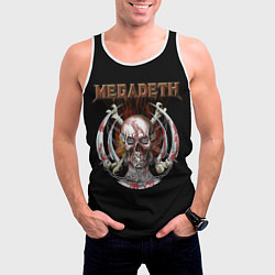 Майка-безрукавка мужская Megadeth - боевой череп, цвет: 3D-белый — фото 2