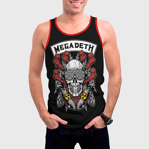 Мужская майка без рукавов Megadeth - ядерный череп / 3D-Красный – фото 3