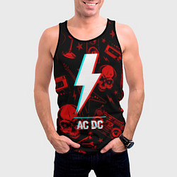 Майка-безрукавка мужская AC DC rock glitch, цвет: 3D-черный — фото 2