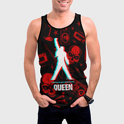Майка-безрукавка мужская Queen rock glitch, цвет: 3D-черный — фото 2
