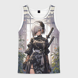 Майка-безрукавка мужская Nier automata девушка с мечами, цвет: 3D-белый