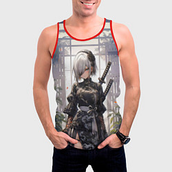 Майка-безрукавка мужская Nier automata девушка с мечами, цвет: 3D-красный — фото 2