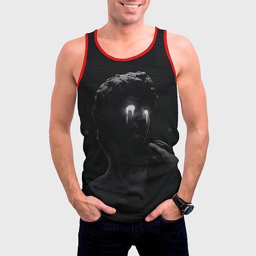 Мужская майка без рукавов Статуя Давида Микеланджело / 3D-Красный – фото 3