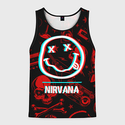 Майка-безрукавка мужская Nirvana rock glitch, цвет: 3D-черный