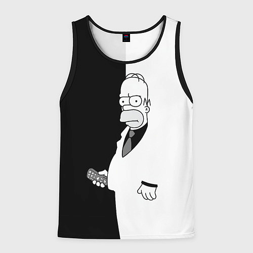 Мужская майка без рукавов Homer Simpson - black and white / 3D-Черный – фото 1