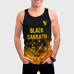 Майка-безрукавка мужская Black Sabbath - gold gradient: символ сверху, цвет: 3D-черный — фото 2