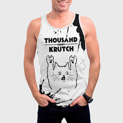 Майка-безрукавка мужская Thousand Foot Krutch рок кот на светлом фоне, цвет: 3D-белый — фото 2